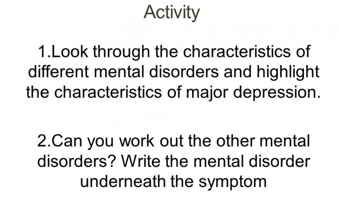 Different mental Disorders